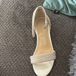 Betsey Johnson Cream Beaded Kids Slippers